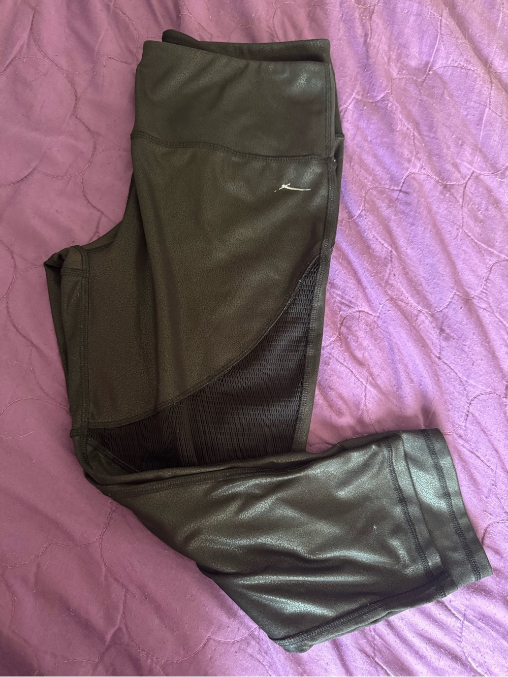 Black Athletic Leggings with Mesh Panels